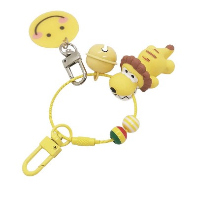 smile yellow lion rubber bracelet keychain eco promotional gifts