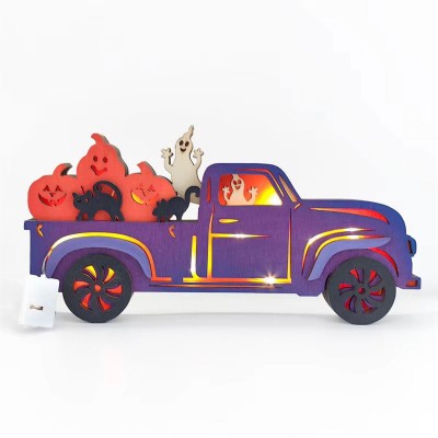 how to get Halloween Decoration Wood Truck Handcrafted