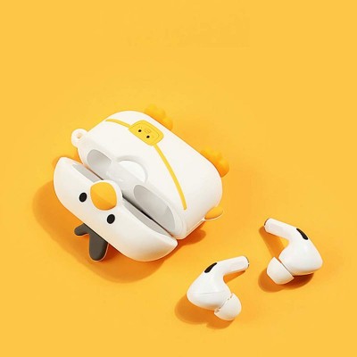 White Duck Cute Airpod Case With Keychain Cheap Promotional Gifts