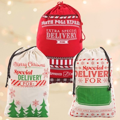 3 упаковки индивидуальных больших рождественских подарочных пакетов для индивидуальных сумок