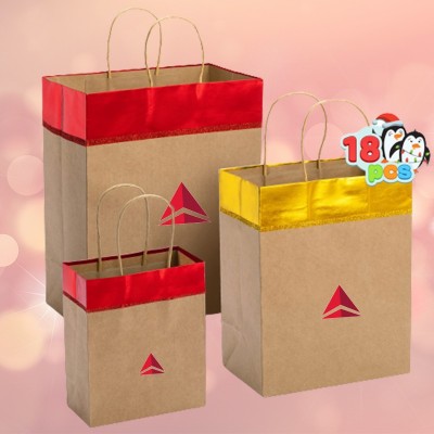 18 peças vermelhas e douradas sacolas de presente de natal personalizadas adequadas para sacolas de natal personalizadas