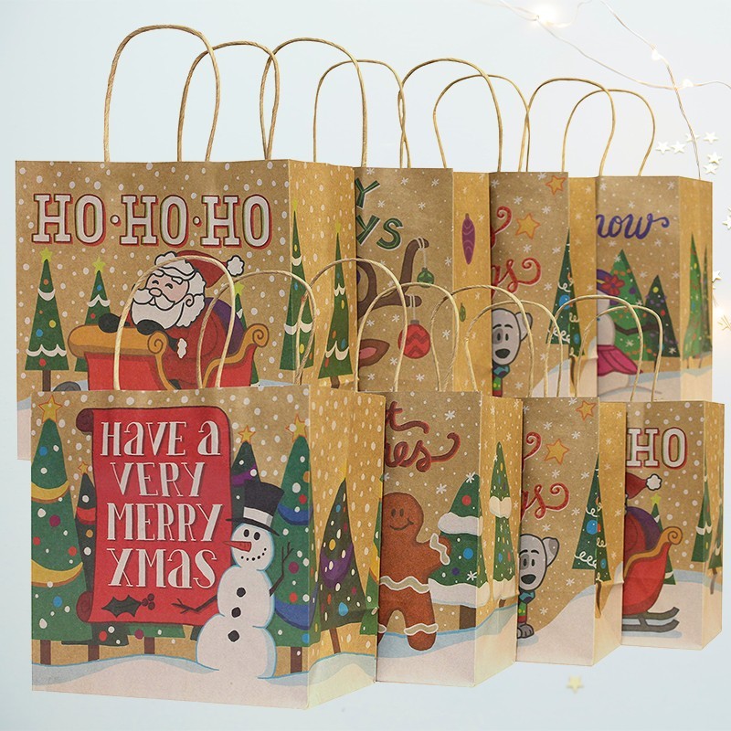 Customized Christmas Paper Goody Bag with Logo Ideal Christmas Wrapping  Paper Bag