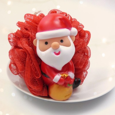 Esponja Esponja Esponja para Banho de Chuveiro de Natal Macia com Design de Papai Noel