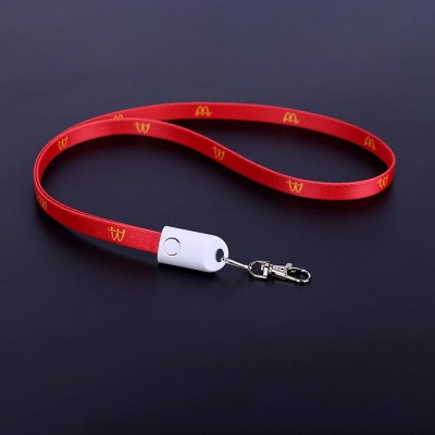 حبل رقبة أحمر للهاتف وكابل شحن USB 2 في 1 ، Micro USB / Type-c / شاحن iPhone مع iPhone