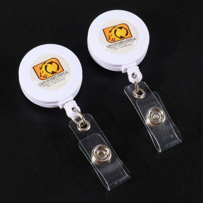 Round Badge Reel with Card Clamp and Slide Clip