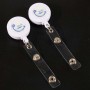 Promotional White Round Badge Reel with Card Clamp and Slide Clip