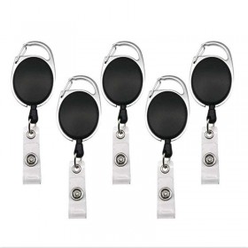 cheap price black round Badge Reel with Card Clamp and Slide Clip