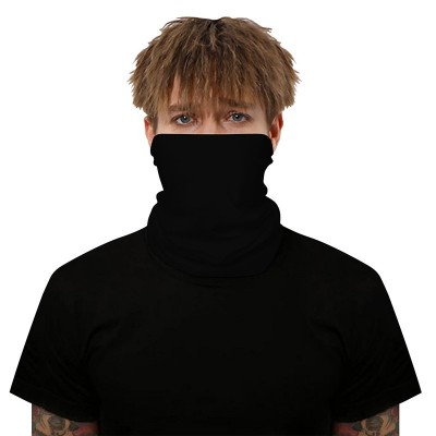 Máscara de cubierta facial negra Pañuelos de impresión Bufanda de polaina para el cuello para protección solar contra el polvo a