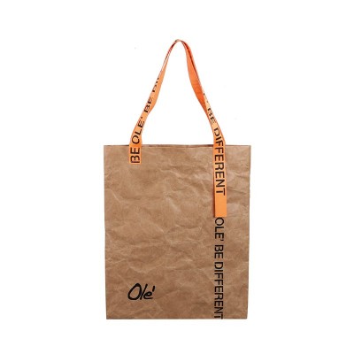 Custom Logo Washable Dupont Paper Bag Fanshionable Hangbag