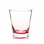 Vidrio inferior grueso colorido del whisky que cena la copa de vino blanco con el logotipo impreso