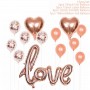 Kit de balão do amor de ouro rosa para decorações de dia dos namorados