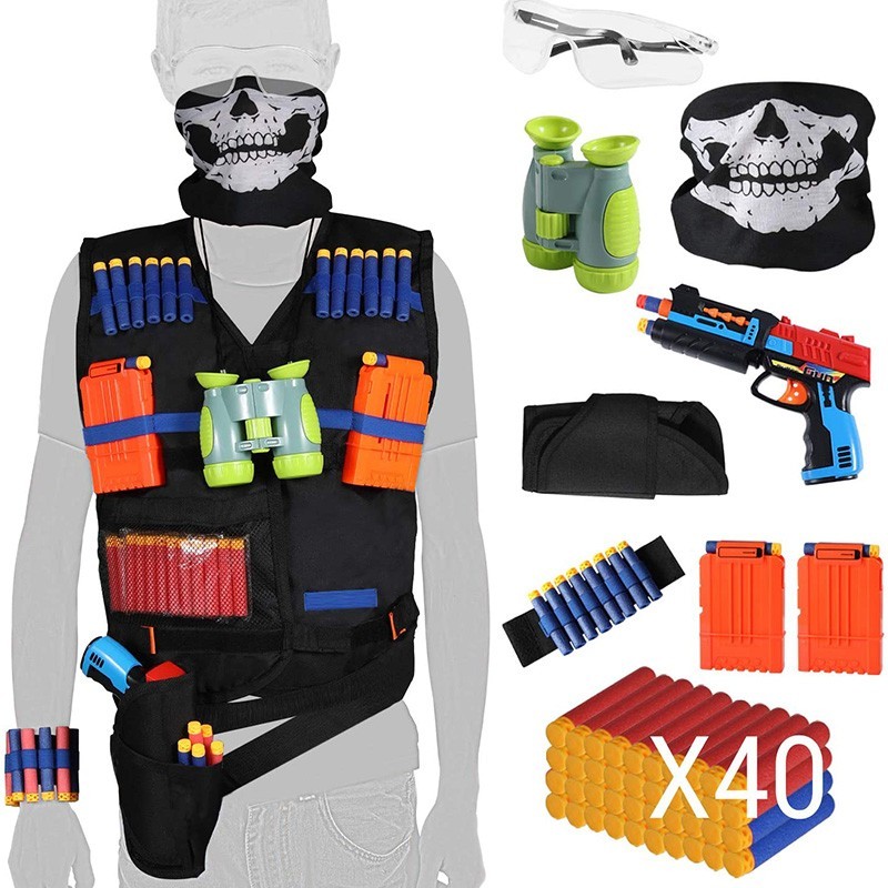 tac vests set with 8 darts and 2 reload cilp Tactical mask protective glasses toy gift