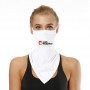 Máscara blanca que cubre la cara en 100% poliéster, polaina de microfibra para el cuello para hombres y mujeres