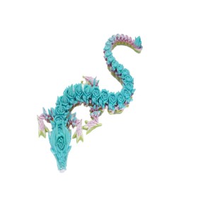 3D Printed Rose Dragon Articulated Fantasy Collectible - Flexible Joint & Stress Relief Fidget Toy