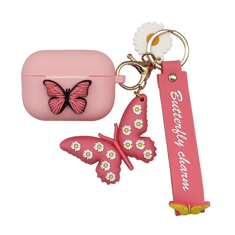 PVC promo gifts light pink airpods case cover with butterfly