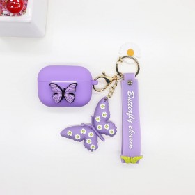 Airpods Pro Rubber Case with Keychain Purple PVC