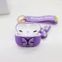 Belle coque en caoutchouc Airpods Pro en PVC violet papillon avec porte-clés