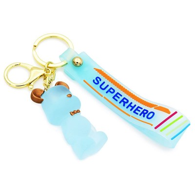 Trendy Accessory Blue Bears Rubber Keyring Unique Promotional Gifts