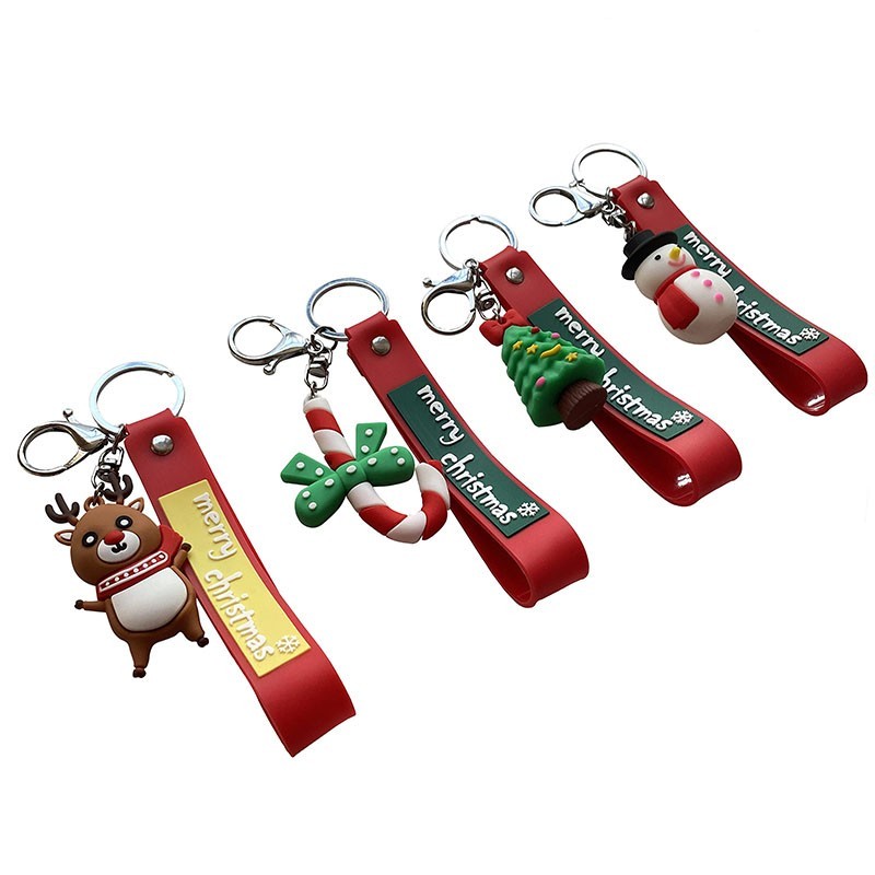 Christmas tree elk small rubber bracelet keychain christmas gifts for boyfriend