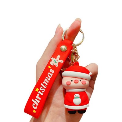 small cute Santa Claus rubber bracelet keychain christmas gifts for boyfriend