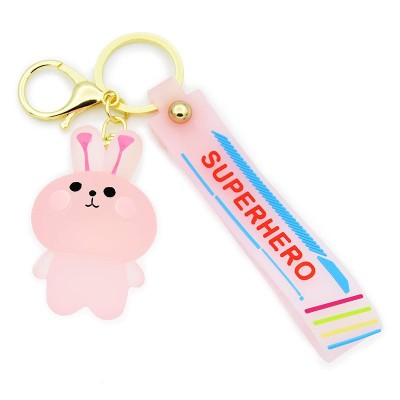 Fashion Pink Rabbit Custom Rubber Keychains Unique Gift Items Wholesale