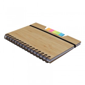 Eco Friendly Notebook A5 Size ECO Spiral Binding Bamboo Cover Notebook with Sticky Note Pads