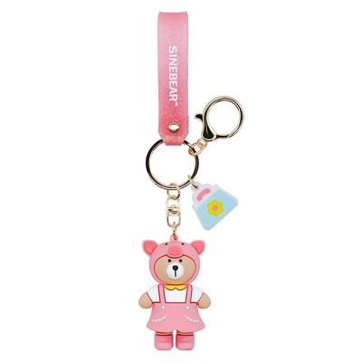 Lovely Pink Sinebear PVC Rubber Keychain Bulk Giveaway Items