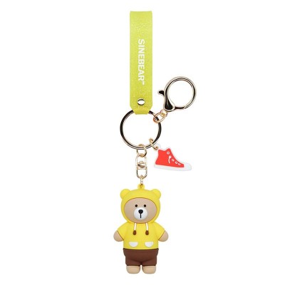 Porte-clés en caoutchouc faits sur commande d'ours sinusoïdal jaune frais Cadeaux d'affaires personnalisés