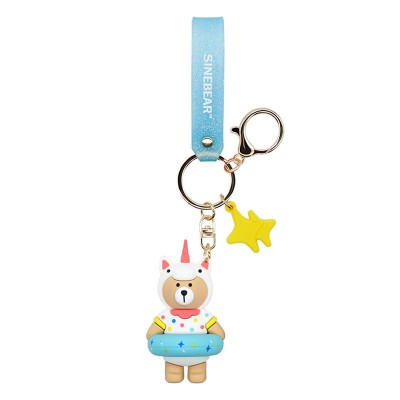 Swimming Sinebear Rubber Keychain Ring Personalized Items Pendant