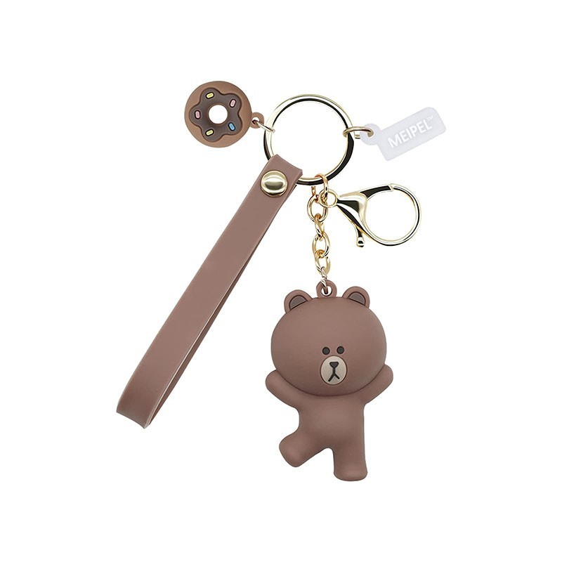 brown line bear keyring rubber useful holiday day gift