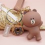 Brown Line Bear Keyring Rubber Useful Holiday Day Gift