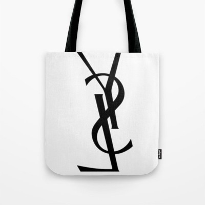 Yves Saint Laurent Tote Bag logo color black outside canvas inside nylon