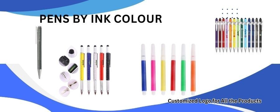 Custom Promotional Pens with Blue, Red, and Green Ink for Corporate Branding
