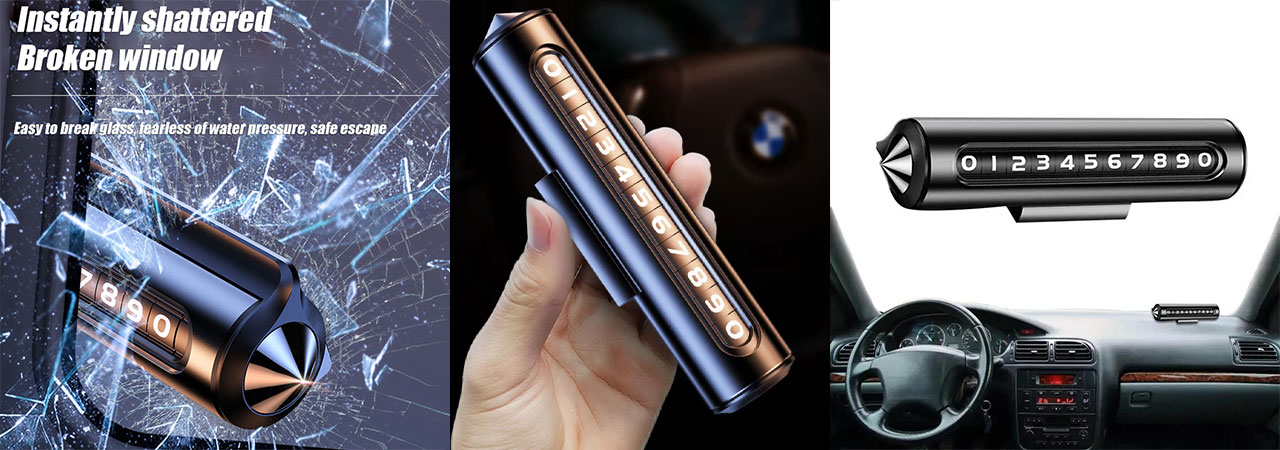 how-to-customized-Custom-2-in-1-Aluminum-Alloy-Parking-Number-Plate-and-Safety-Hammer