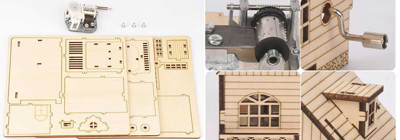 Wooden Piano Music Box with Pen Holder