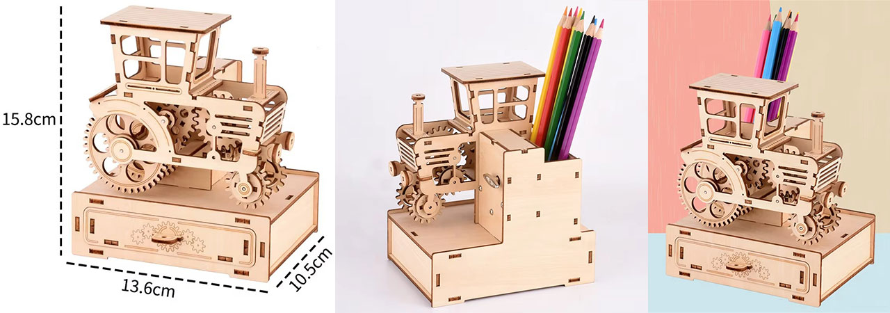 Personalised Wooden Music Box Farm Harvester