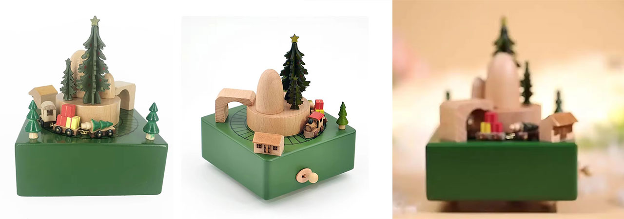 Wooden Music Jewelry Box Merry Christmas Gift