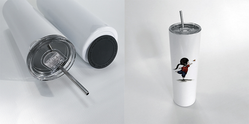 White paint printed logo stainless steel vacuum flask