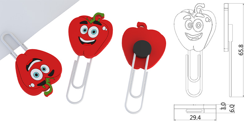 Gadget PVC Rubber Heart Clip Promotional Gifts