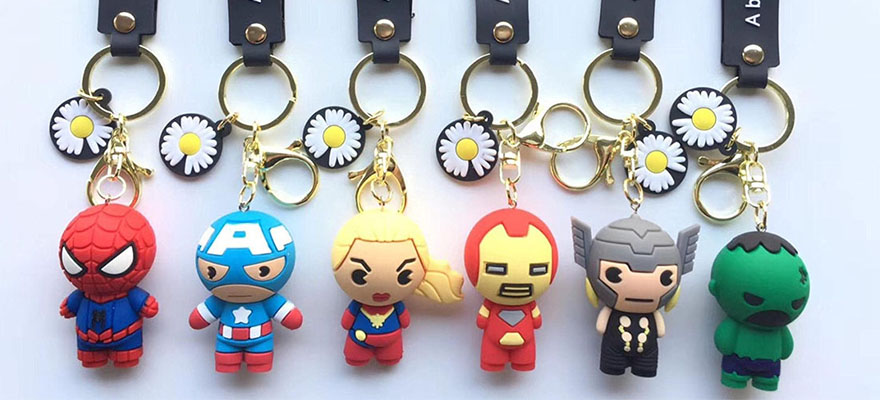 3d The Avengers Superhero soft rubber keyrings best marketing giveaway items