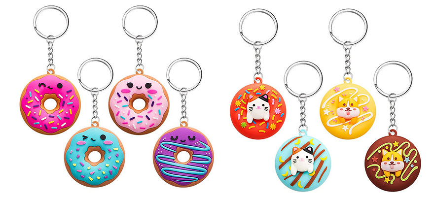 Food industry Donut custom rubber keyring corporate promotional gifts