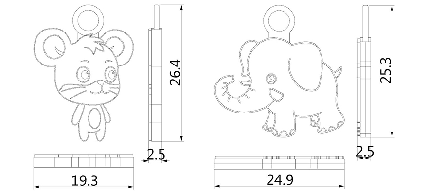 Free design customized animal shape key chain