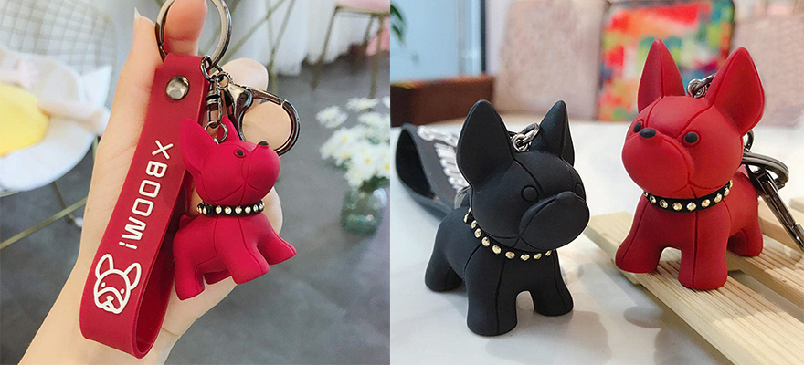 black and red dog rubber keyrings holiday gifts for men