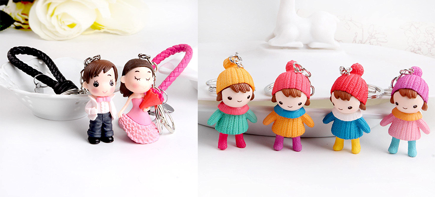 cute little figure PVC rubber keychain best promotional items to give away