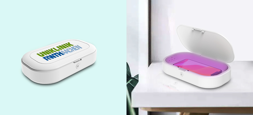La boîte de stérilisation du désinfectant pour téléphone avec logo rend le téléphone propre