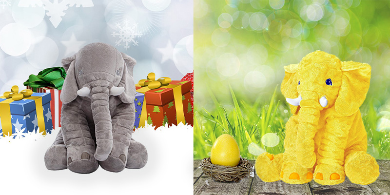 yellow or grey plush elephant which do you prefer
