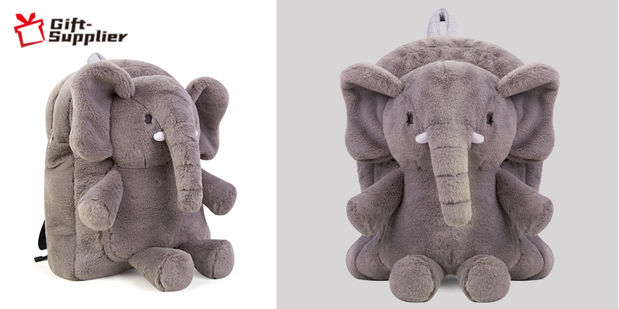 Elephant stuffed toy used as school bags