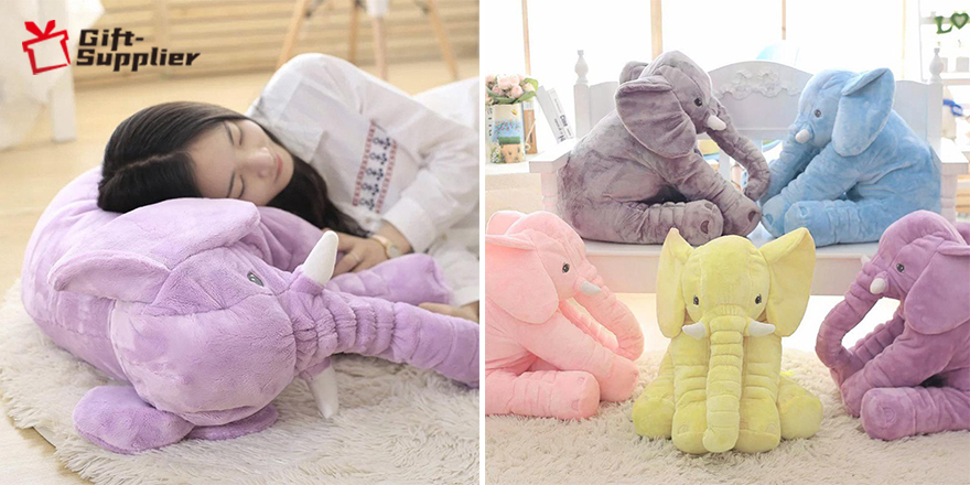 Stuffed animal elephants of different colors