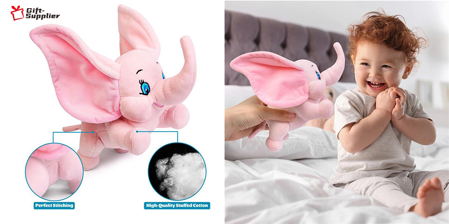 High quality filling pink small flying elephant plush toys