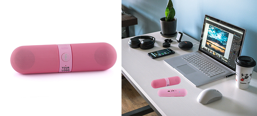 corporate gifts items stereo sound pink bluetooth speaker supplier